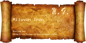 Milovan Irén névjegykártya